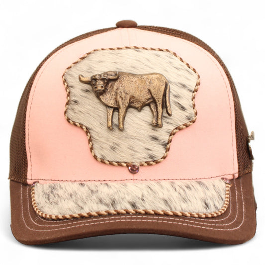Gorra Vaquera Rosa con Herraje Toro Completo
