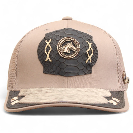 Gorra Vaquera Gris Herraje Circulo con Cabeza de Caballo
