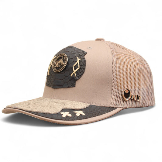 Gorra Vaquera Gris Herraje Circulo con Cabeza de Caballo