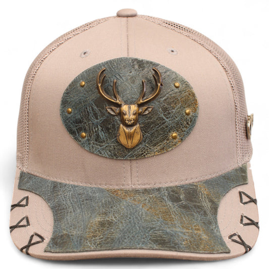 Gorra Vaquera Gris con Herraje de Venado Latón