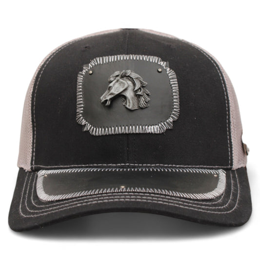 Gorra Vaquera Negra con Herraje Negra con Herraje Cabeza de Caballo Oxford