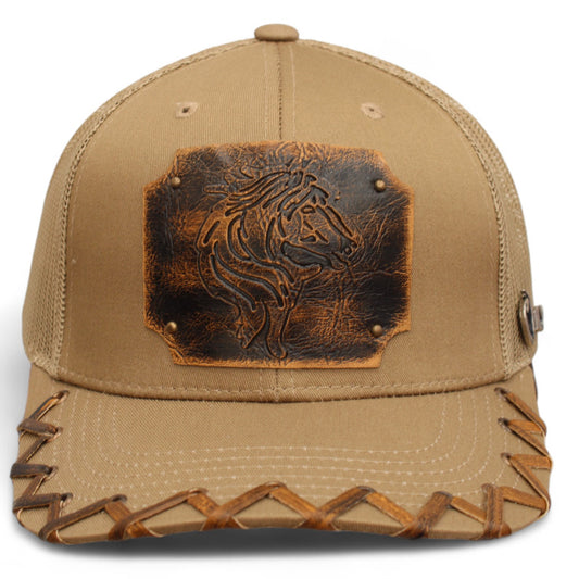 Gorra Vaquera Beige con Aplicación Troquelada