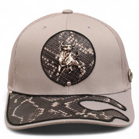 Gorra Vaquera Gris con Herraje Toro Lidia