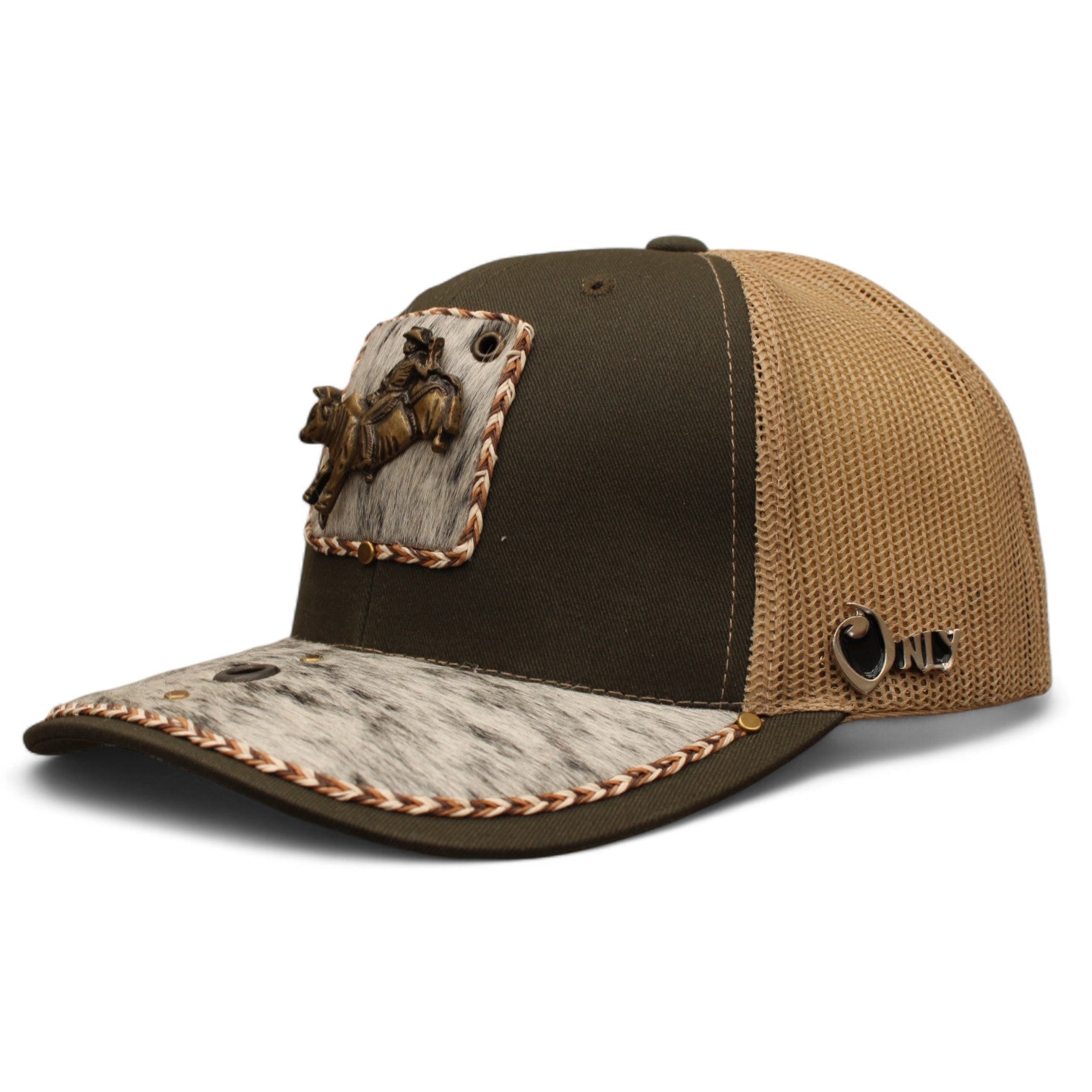 Gorra Vaquera Verde Olivo con Herraje de Monta de Toro