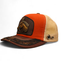 Gorra Vaquera Naranja con Herraje Cabeza Grande de Caballo