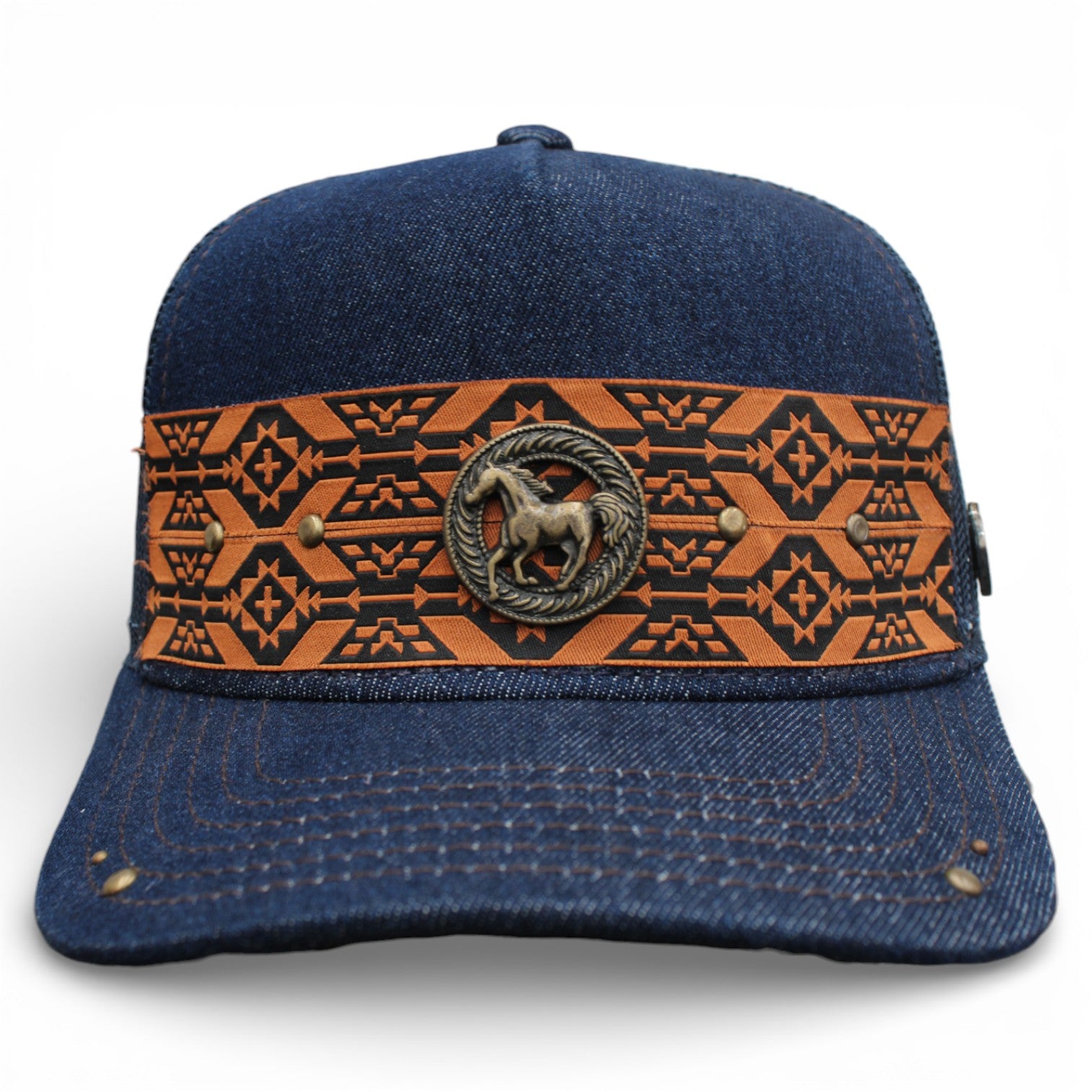 Gorra Vaquera Mezclilla con herraje circulo con caballo