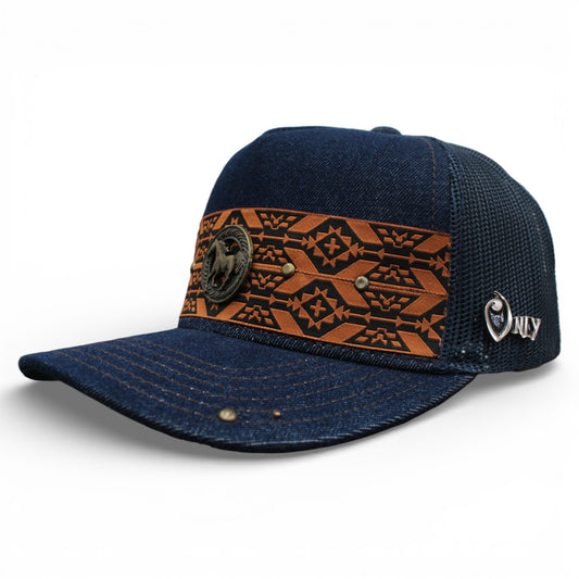 Gorra Vaquera Mezclilla con herraje circulo con caballo