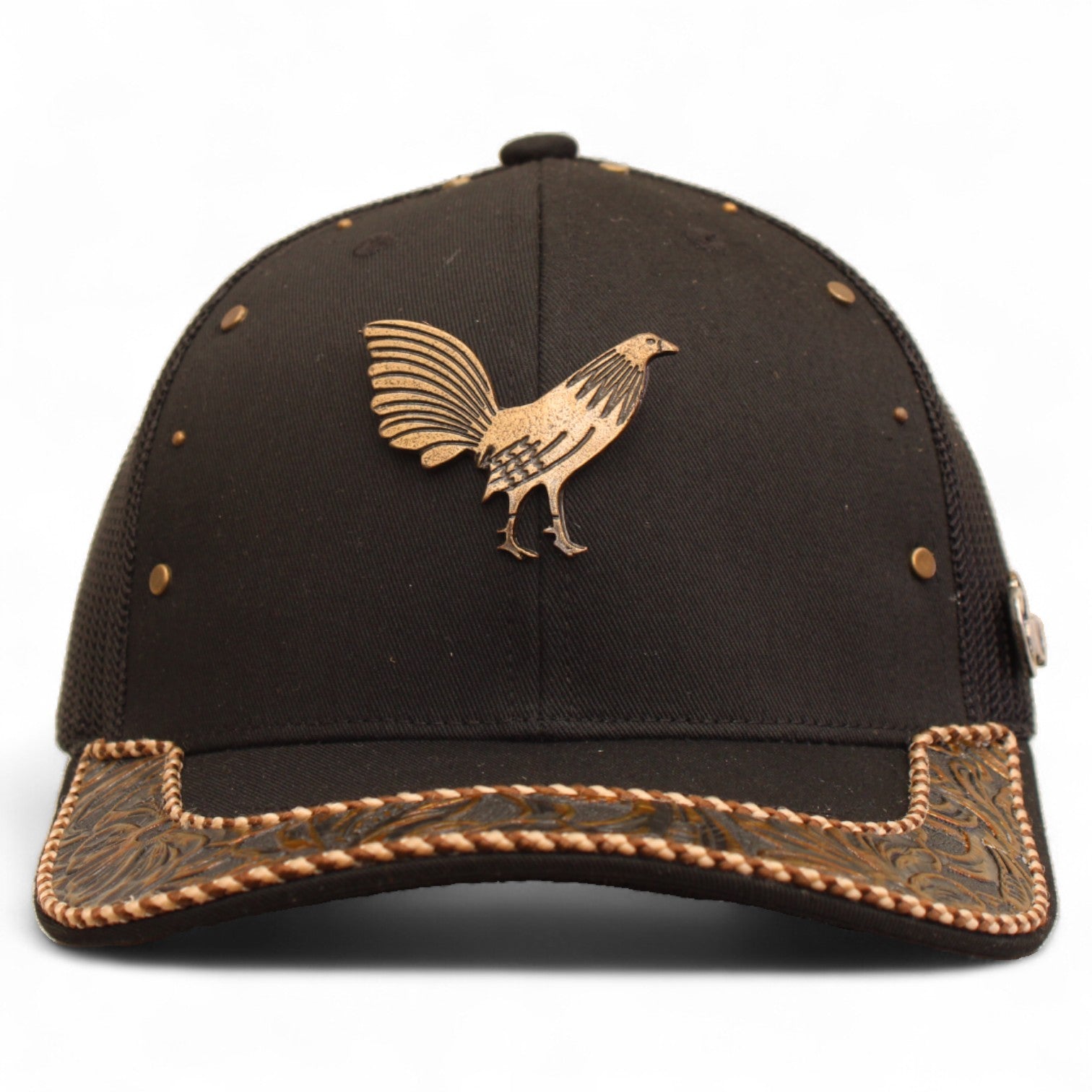 Gorra Charra con Bordado de Gallo Color Negro y Amarillo WD-1668