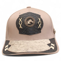Gorra Vaquera Gris Herraje Circulo con Cabeza de Caballo