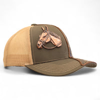Gorra Vaquera Verde Olivo con Herraje Cabeza Grande de Caballo