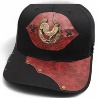 Gorra Vaquera Negra con Herraje de Herradura y Gallo