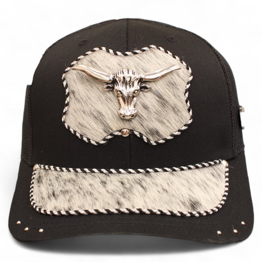 Gorra Vaquera Negra con Herraje de Cabeza de Toro