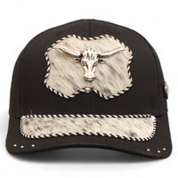 Gorra Vaquera Negra con Herraje de Cabeza de Toro