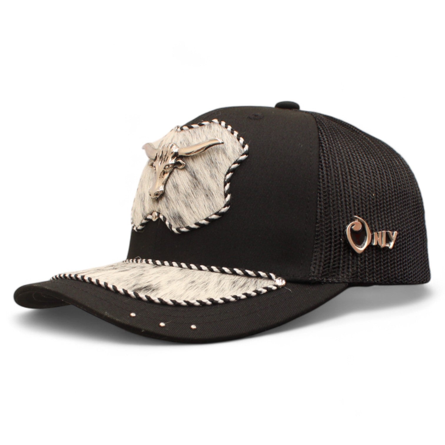 Gorra Vaquera Negra con Herraje de Cabeza de Toro