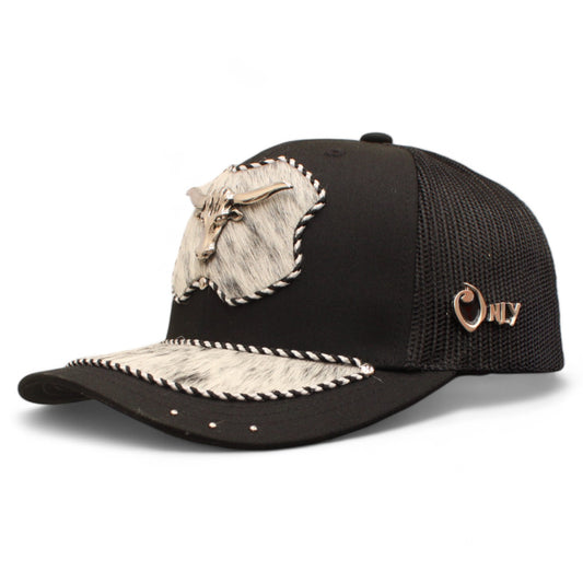 Gorra Vaquera Negra con Herraje de Cabeza de Toro