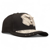 Gorra Vaquera Negra con Herraje de Cabeza de Toro