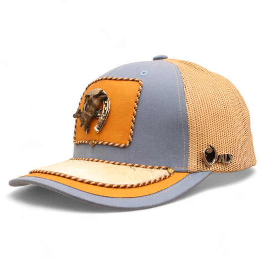 Gorra Vaquera Azul Cielo con Herraje de Herradura y Monta