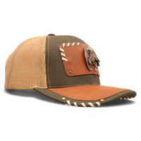 Gorra Vaquera Verde Olivo con Herraje de Herradura y Monta