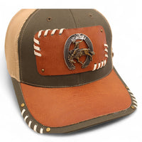Gorra Vaquera Verde Olivo con Herraje de Herradura y Monta