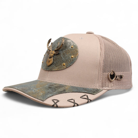 Gorra Vaquera Gris con Herraje de Venado Latón