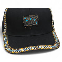 Gorra Vaquera Negra con Herraje Hebilla de Flores