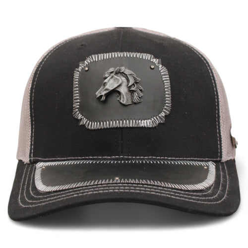 Gorra Vaquera Negra con Herraje Negra con Herraje Cabeza de Caballo Oxford