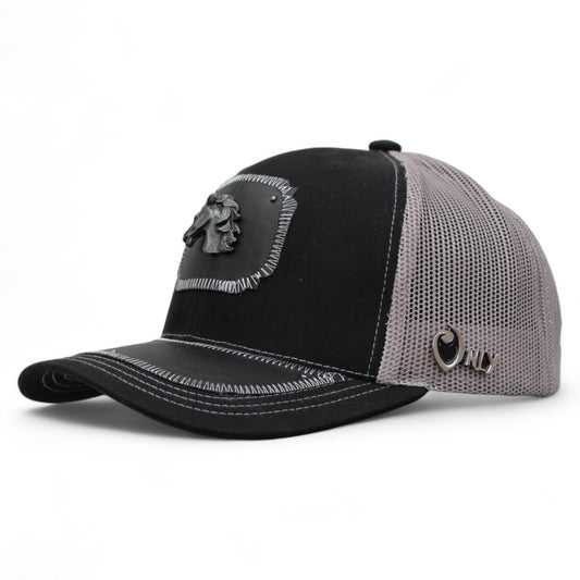 Gorra Vaquera Negra con Herraje Negra con Herraje Cabeza de Caballo Oxford