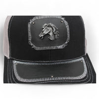 Gorra Vaquera Negra con Herraje Negra con Herraje Cabeza de Caballo Oxford