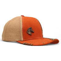 Gorra Vaquera Naranja con Herraje Cabeza Chica de Caballo