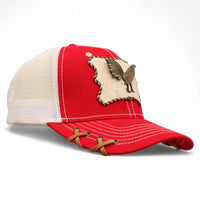 Gorra Vaquera Roja con Herraje Gallo Plano