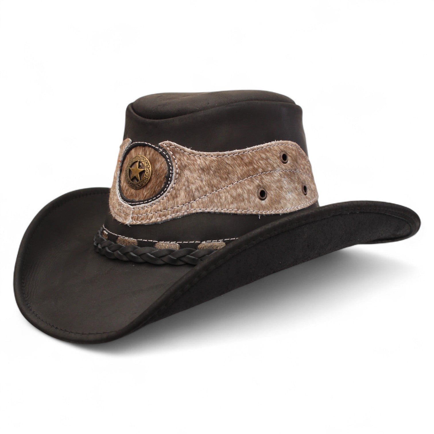 Texano Trompo Negro Piel Máncora