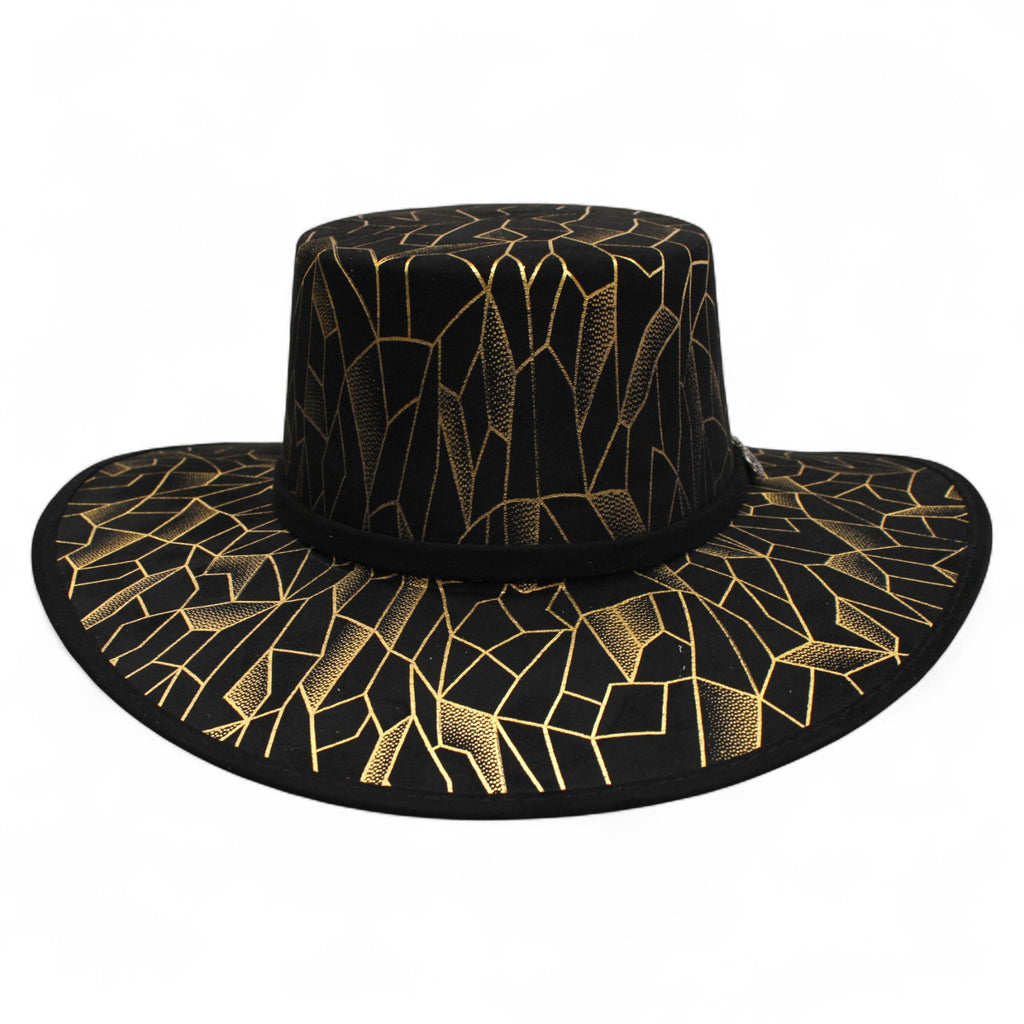 Texana Fina Cordobes Negro Estampado Dorado