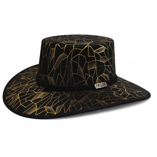 Texana Fina Eron Negro Estampado Dorado