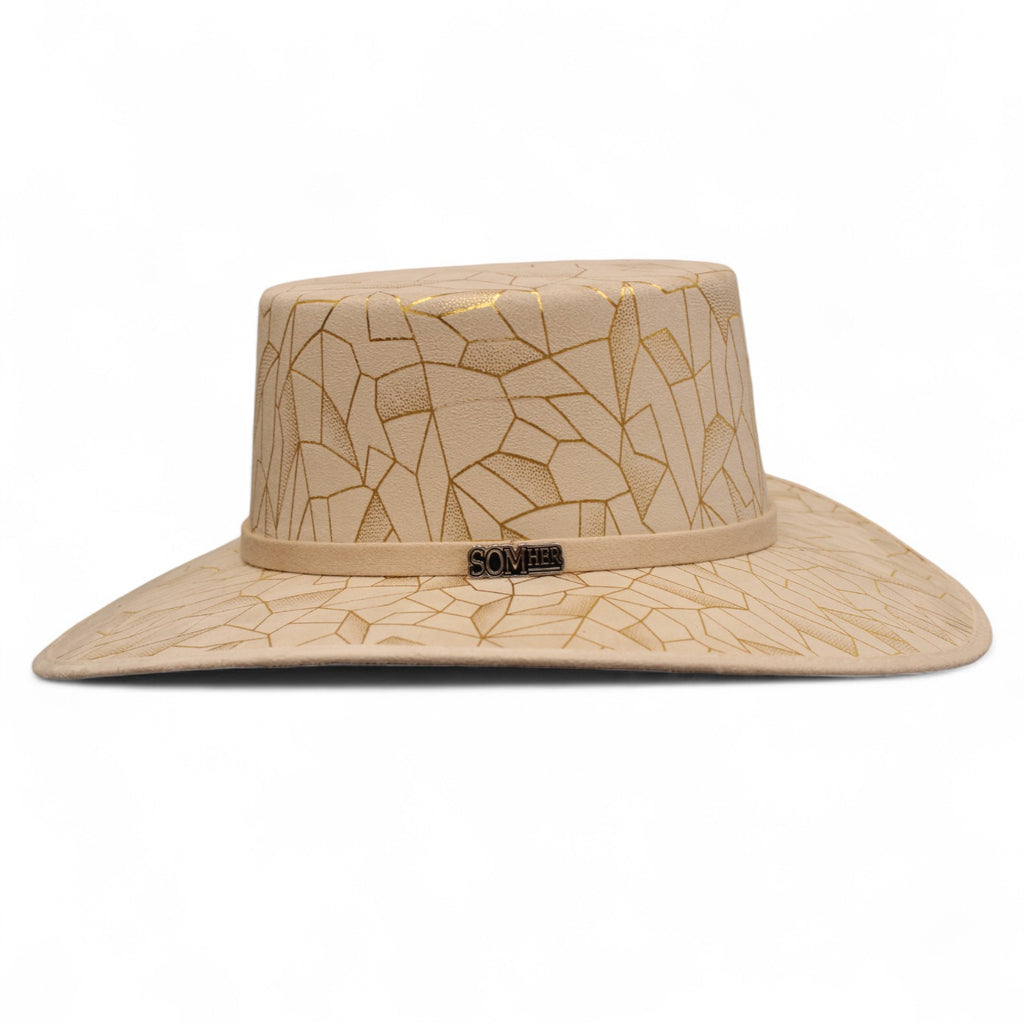 Texana Fina Cordobes Hueso Estampado Dorado