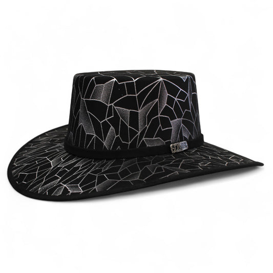 Texana Fina Eron Negro Estampado Plata