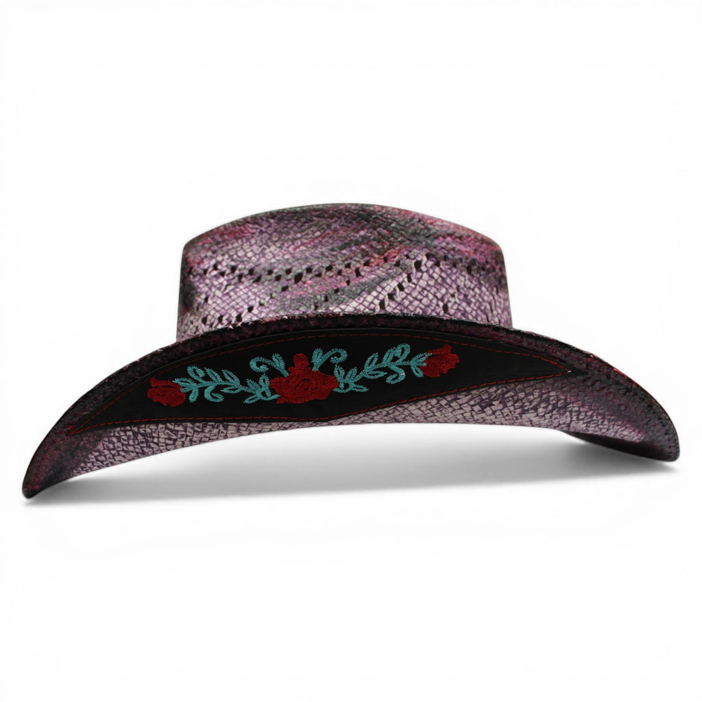 Sombrero Toyo Escalera Trompo Morado Rustico Flores