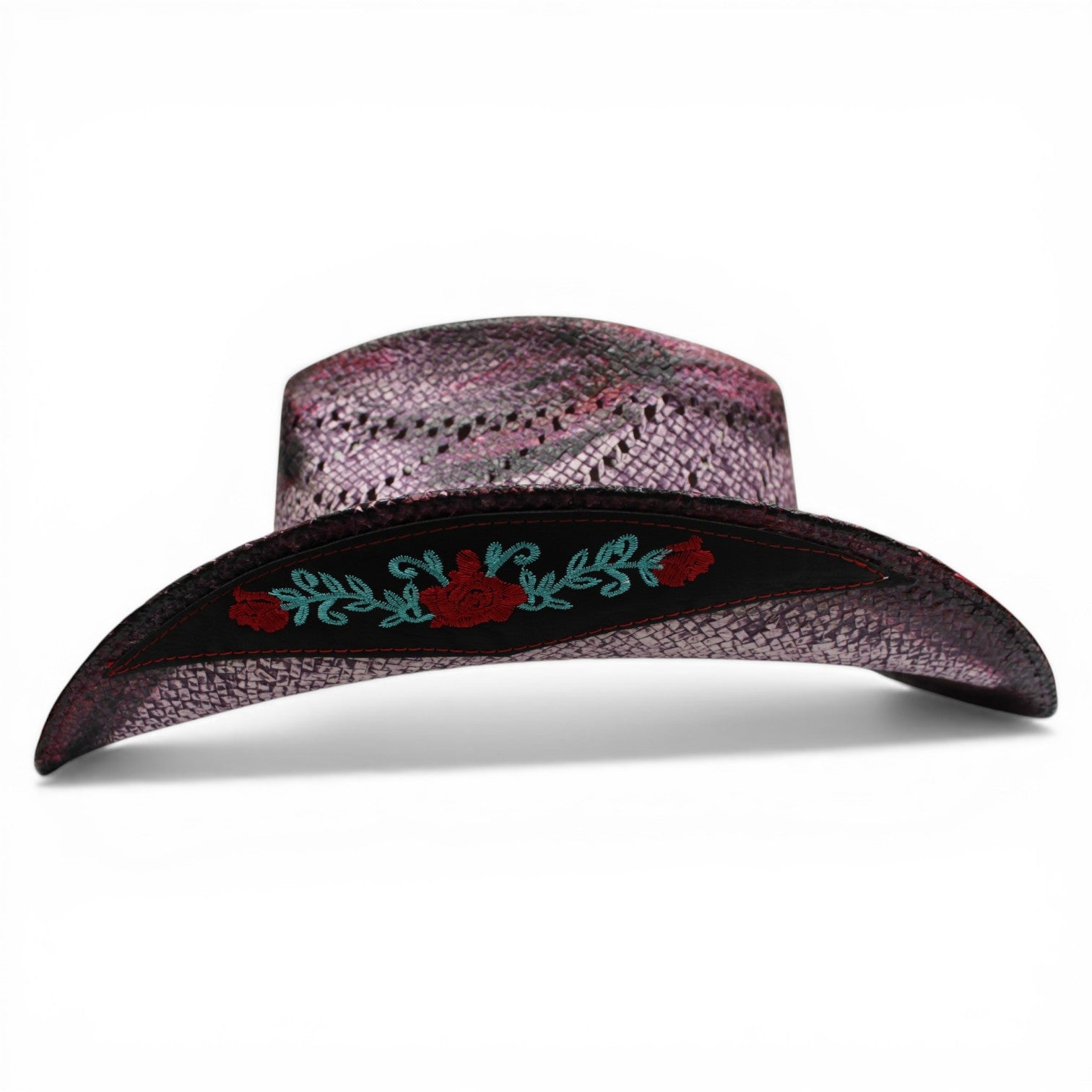 Sombrero Toyo Escalera Trompo Morado Rustico Flores