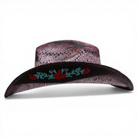 Sombrero Toyo Escalera Trompo Morado Rustico Flores