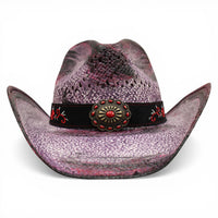 Sombrero Toyo Escalera Trompo Morado Rustico Flores