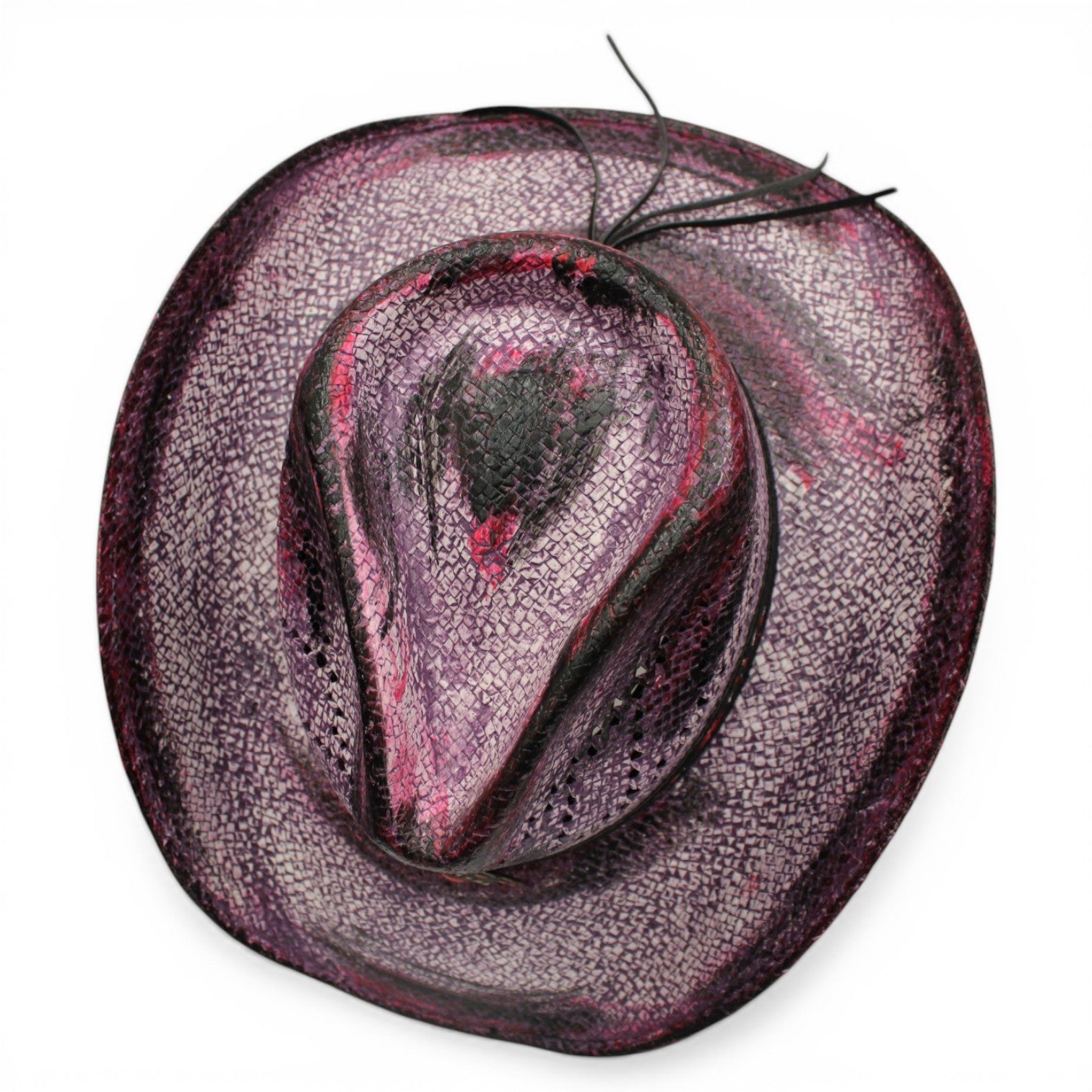 Sombrero Toyo Escalera Trompo Morado Rustico Flores
