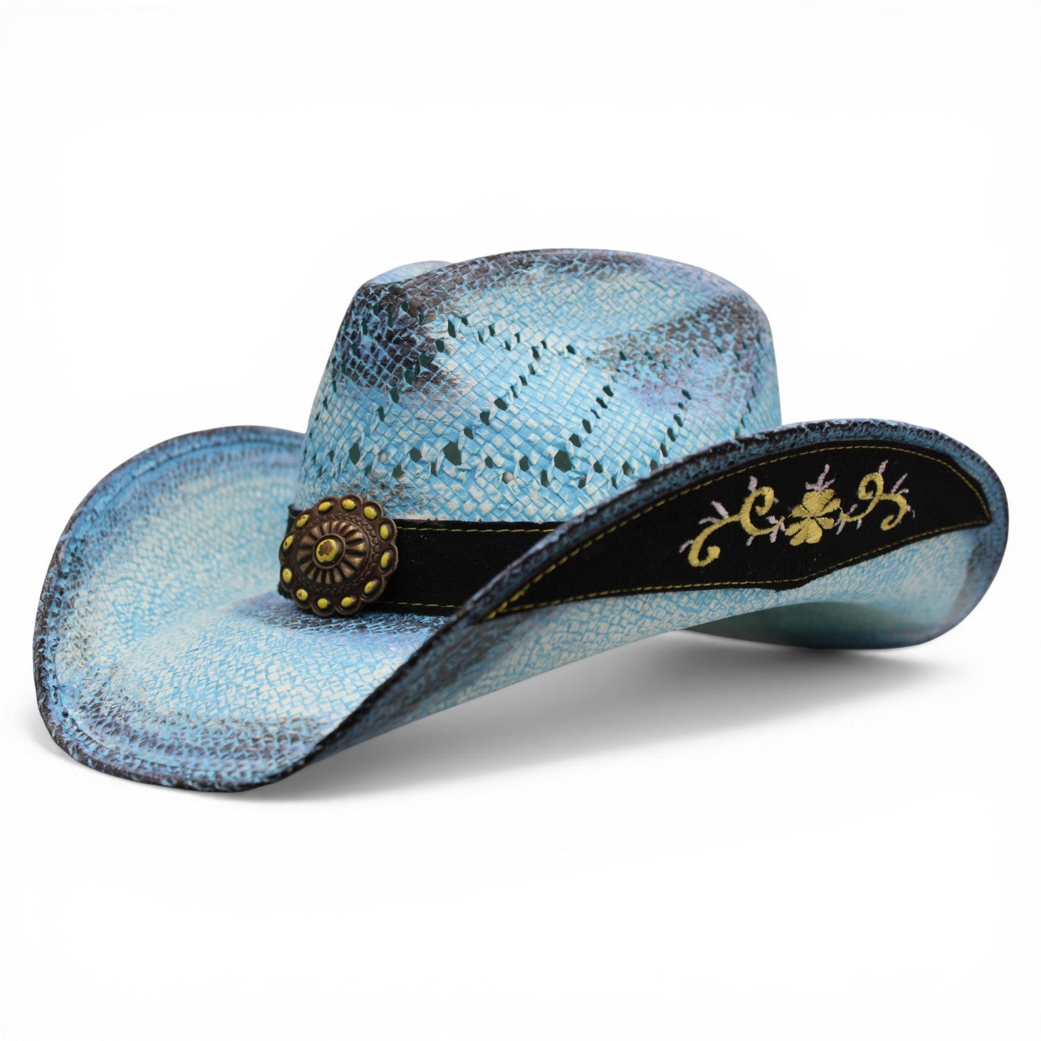 Sombrero Toyo Escalera Trompo Azul Rustico Amarillo