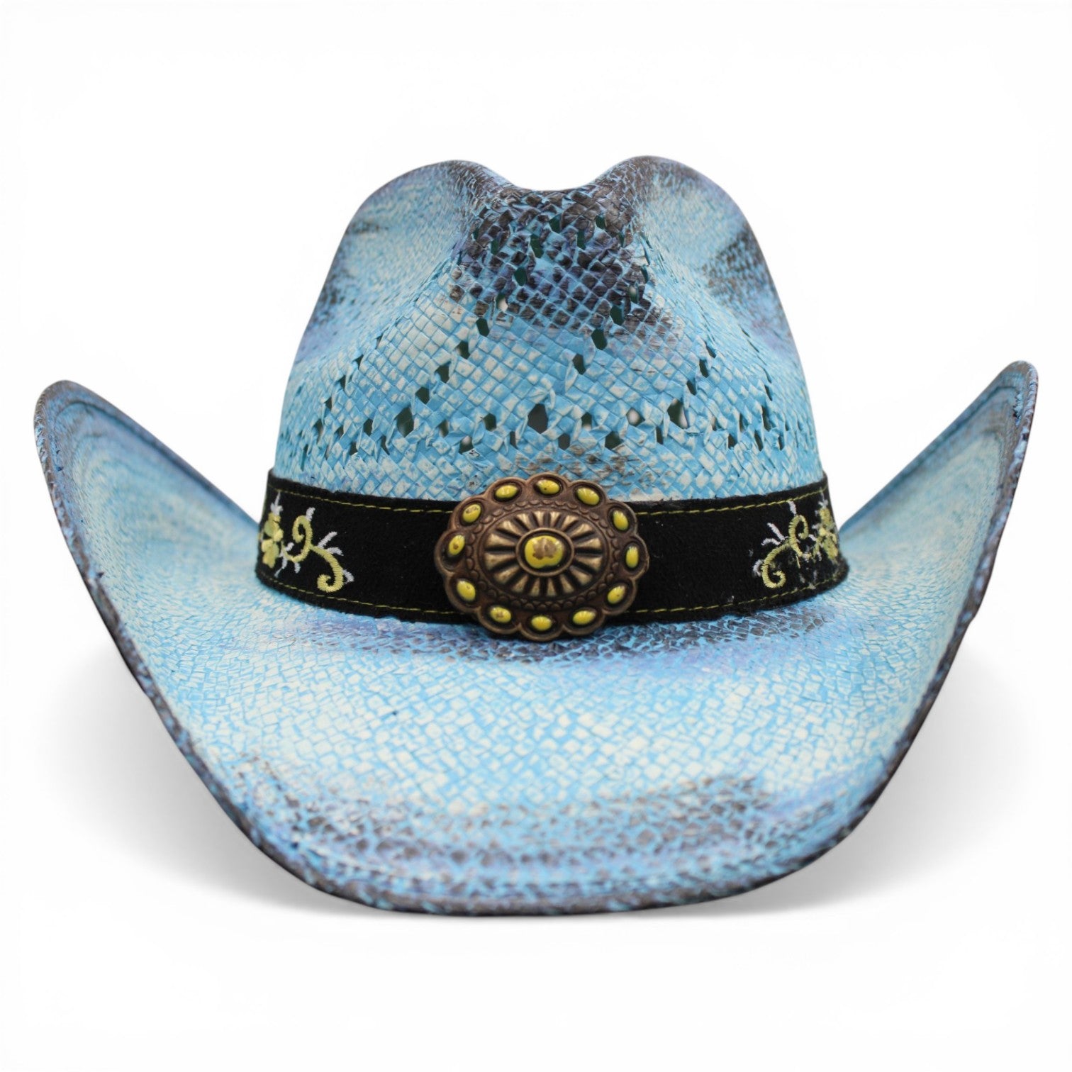 Sombrero Toyo Escalera Trompo Azul Rustico Amarillo