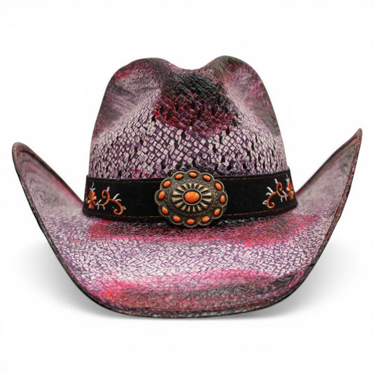 Sombrero Toyo Rombo Trompo Morado Rustico