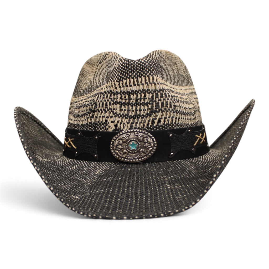 Sombrero Yute Taiwán Trompo Negro/Ivory