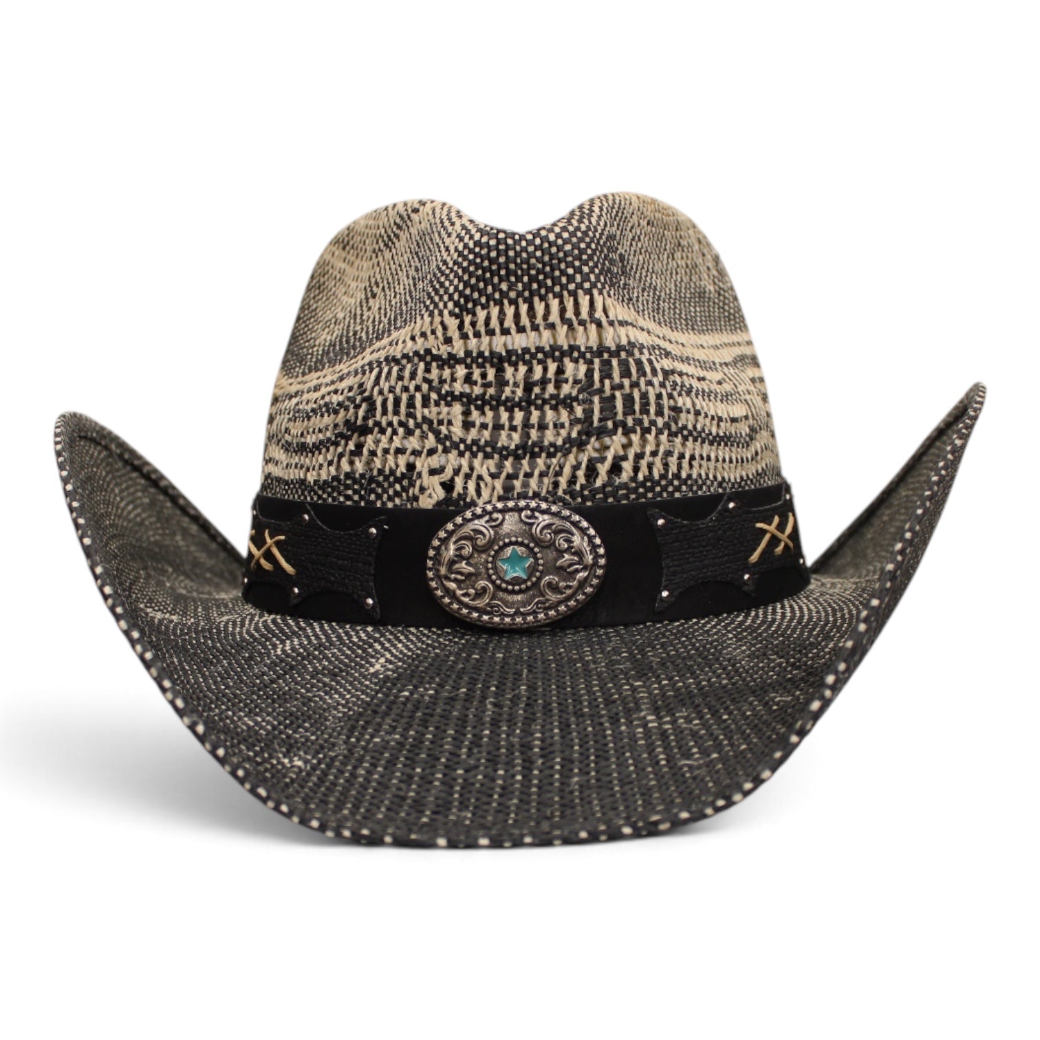 Sombrero Yute Taiwán Trompo Negro/Ivory