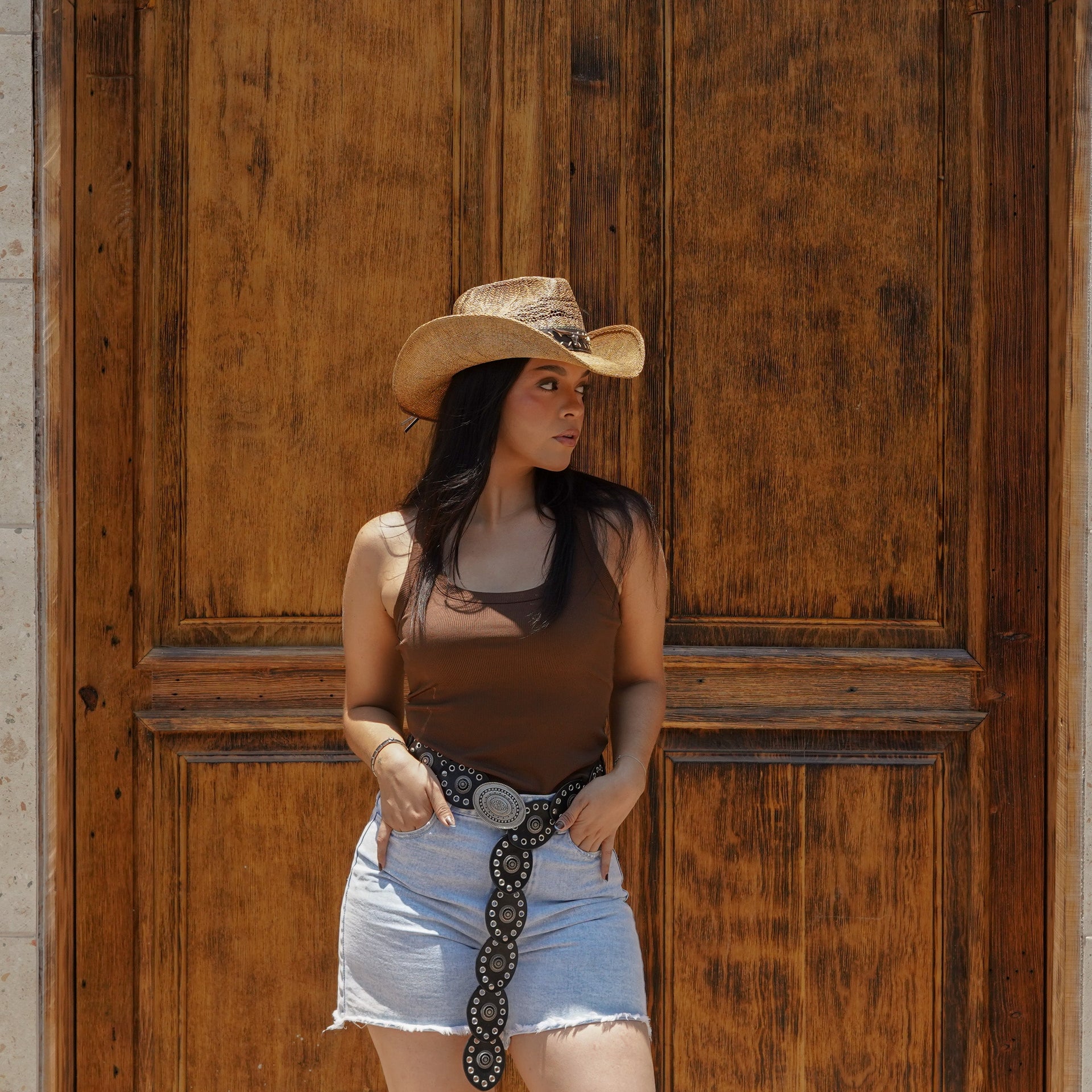 Sombrero Yute Trompo Camel